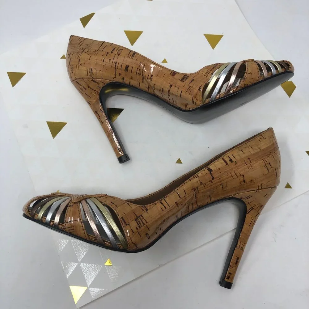 Oh Deer! Cork and Metallic coated heels SAMPLE 6 - Picture 3 of 6